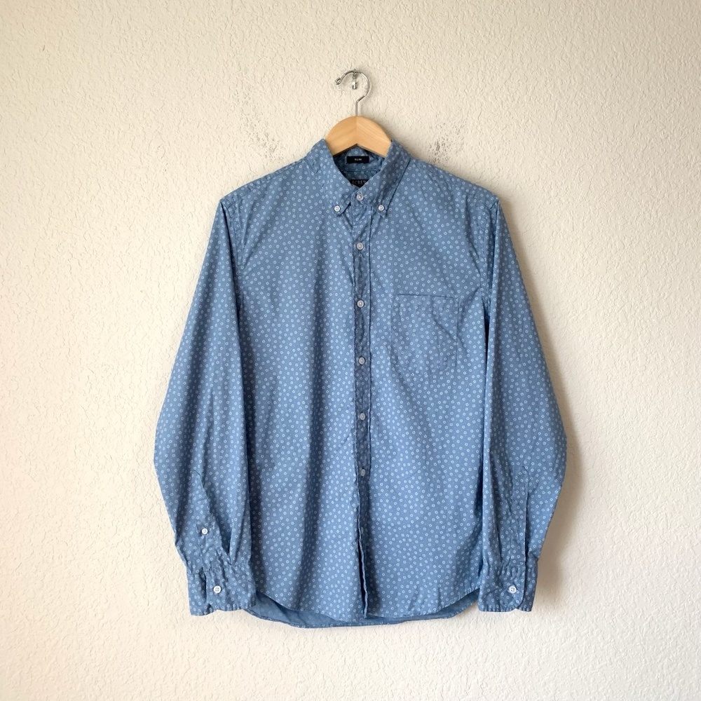 J. CREW Flex Washed Floral Button Down Shirt Slim Fit
